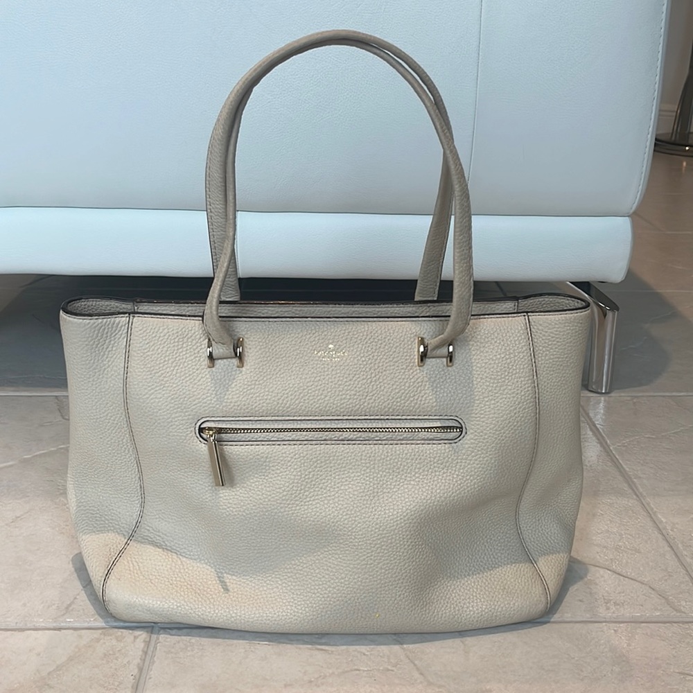 beige leather kate spade tote